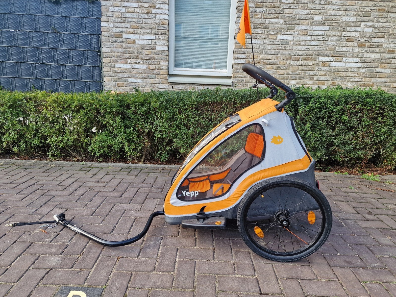Yepp Trailer Solo Kinderkar - Oranje/Grijs, Ophalen, Gebruikt, Yepp, Opvouwbaar