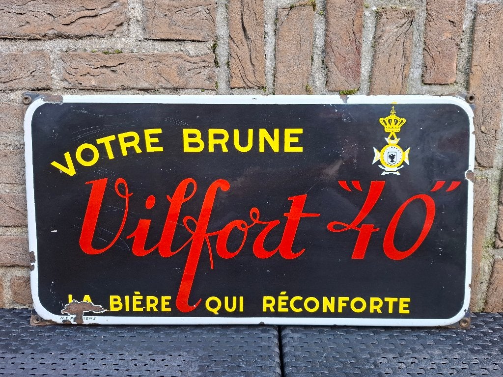 Emaillebord Vilfort 40 Brune bier, Ophalen of Verzenden, Nieuw, Reclamebord, Plaat of Schild, Overige merken