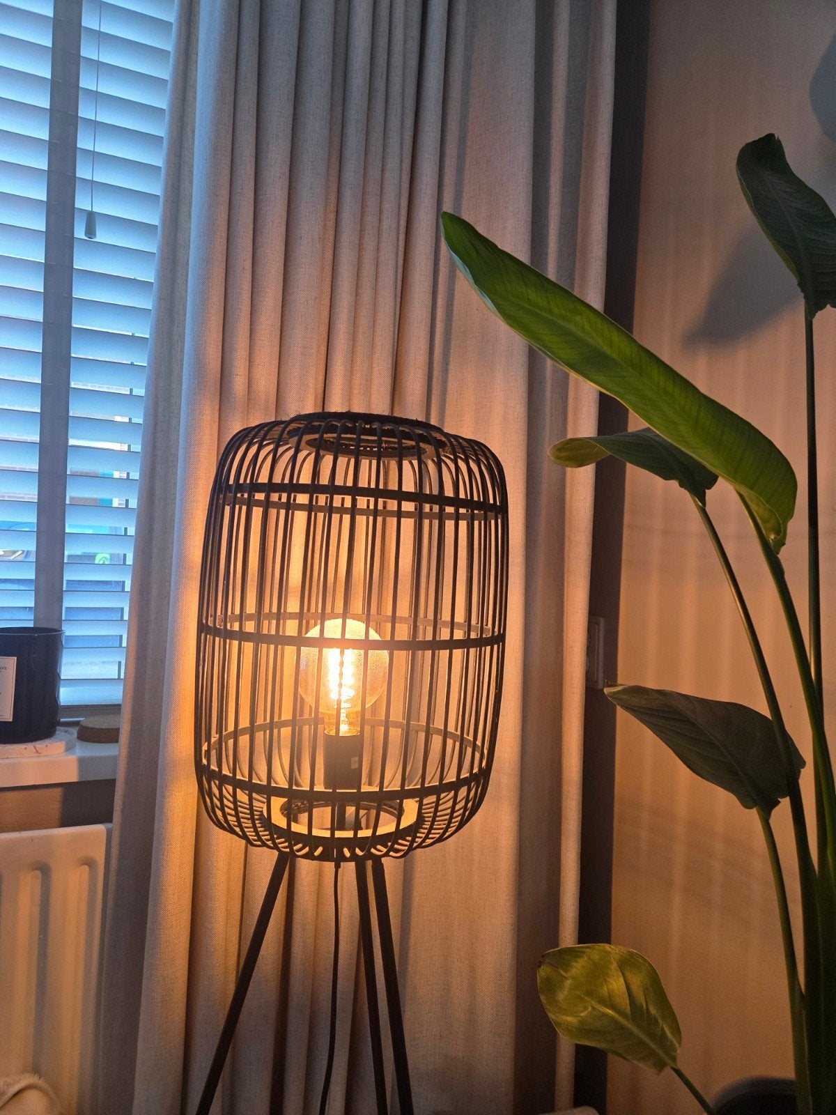 Staande lamp, zwart metaal, inclusief lamp, Ophalen, Modern, Industrieel, 100 tot 150 cm, E27 (groot)