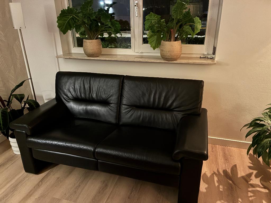 Zwarte leren  2½ en 3-zits banken, Ophalen, Gebruikt, Minder dan 75 cm, 150 tot 200 cm