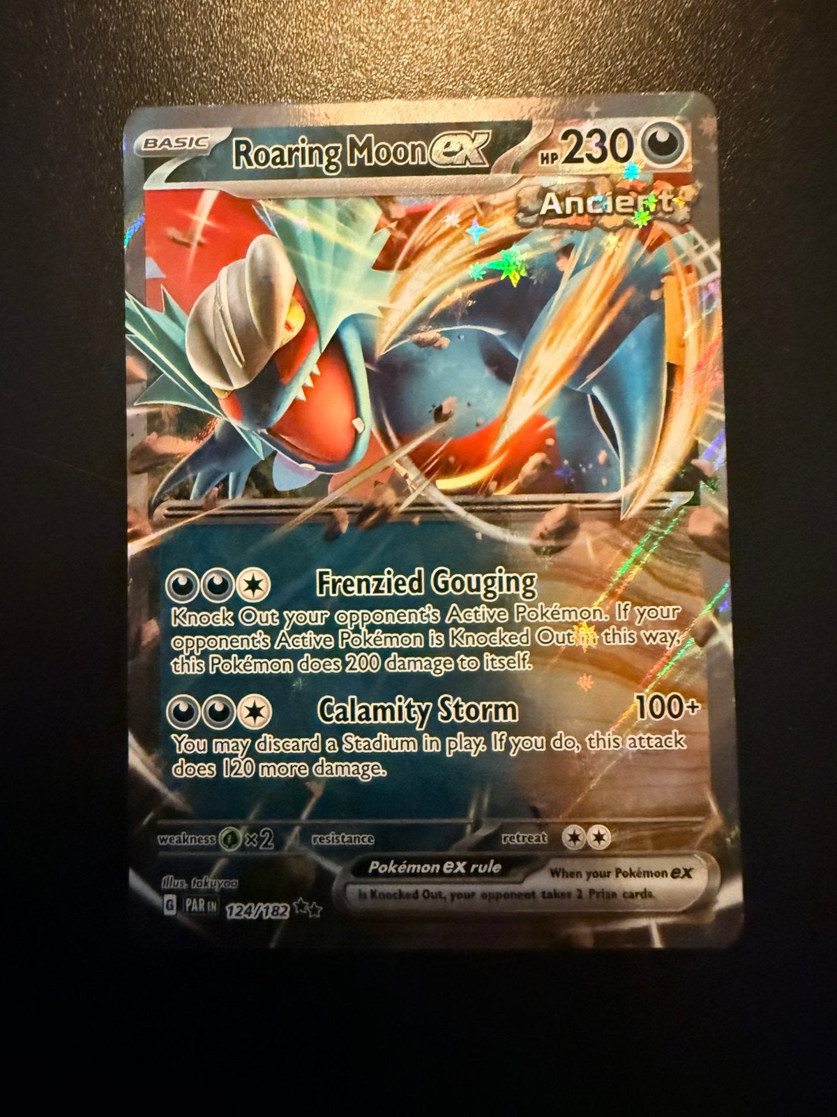 Roaring Moon ex 124/182 Double Rare Pokémon Holo, Ophalen of Verzenden, Nieuw, Losse kaart