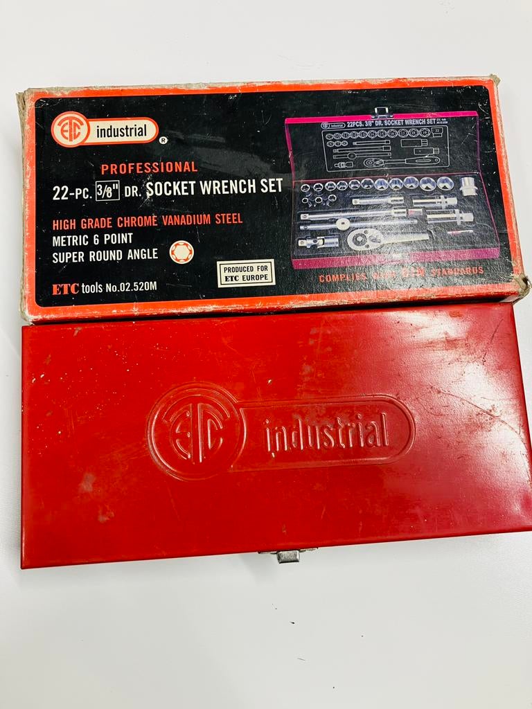 Doppen ratel set ETC industrial 3/8, Auto diversen, Autogereedschap, Ophalen, Gebruikt