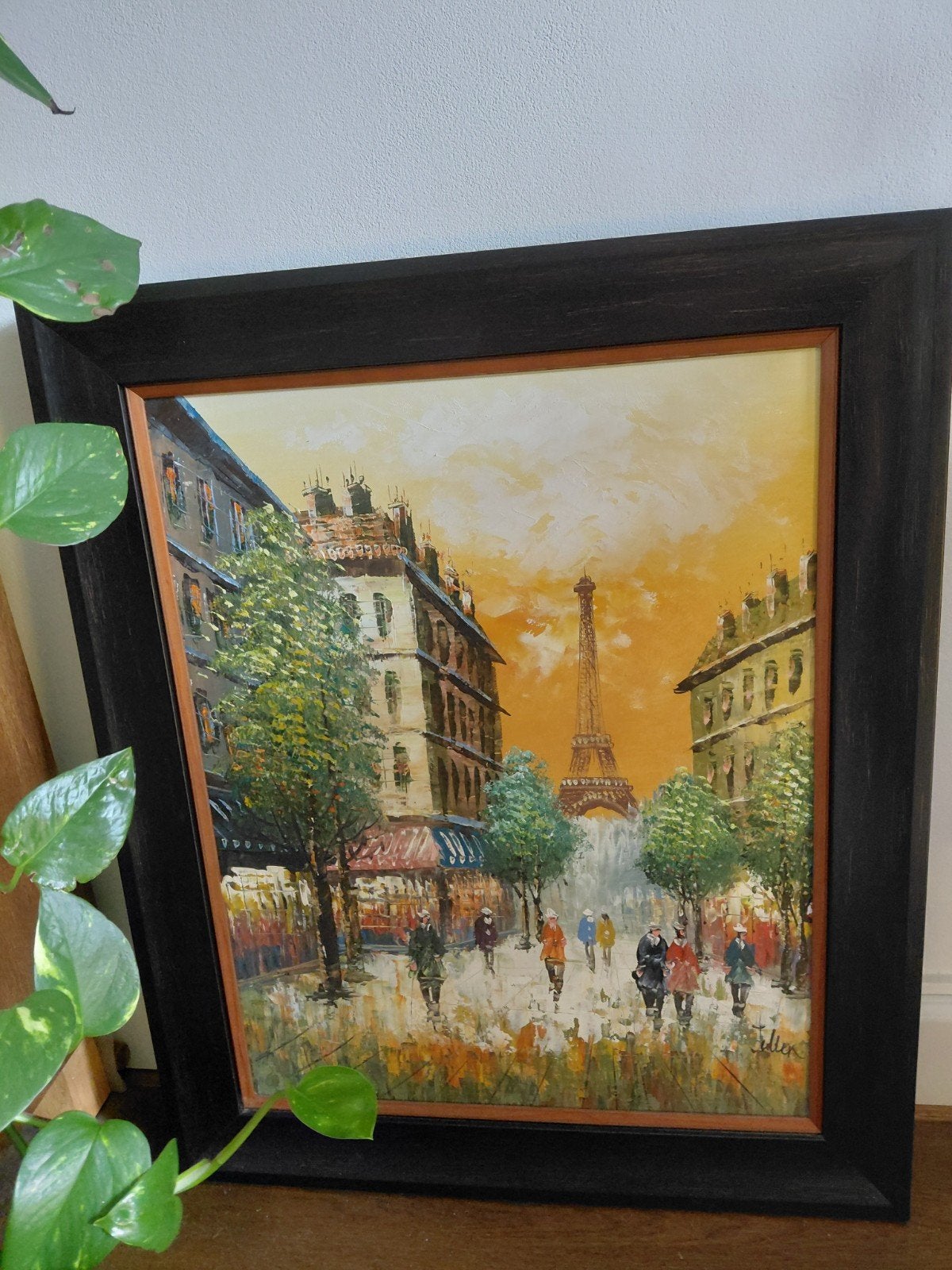 Schilderij Parijs Eiffeltoren Olieverf op doek, Acrylverf, Doek, Impressionistisch, Ophalen of Verzenden