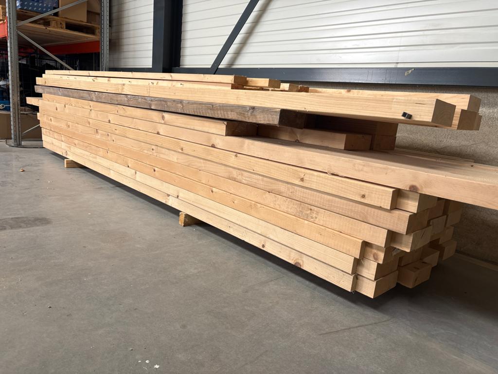 Vuren balken 70x220mm, circa 420cm lang, Doe-het-zelf en Verbouw, Hout en Planken, Ophalen, 25 tot 50 mm, Zo goed als nieuw, 300 cm of meer
