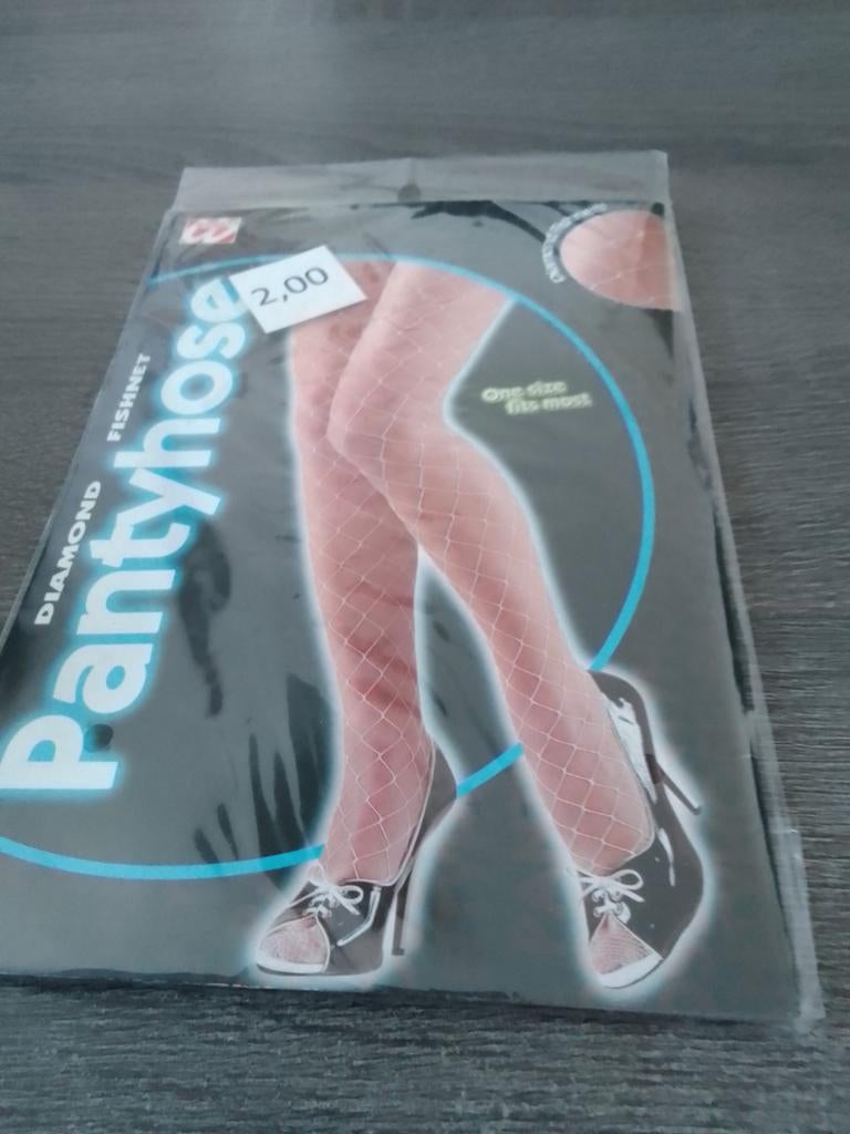 Nieuwe Diamond Fishnet Pantyhose - One Size Fits Most, Ophalen, Nieuw, Zwart, Panty