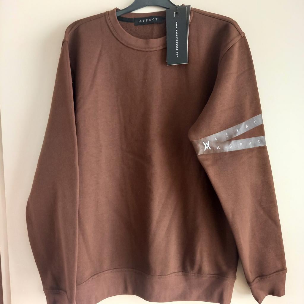 Aspact sweater heren mt m bruin, Bruin, Maat 48/50 (M), Ophalen of Verzenden, Nieuw