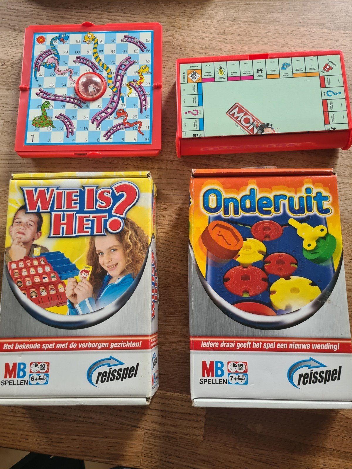 Onderuit, Monopoly, Wie is het?, Slangenspel, Ophalen of Verzenden, Een of twee spelers, Reisspel, Gebruikt