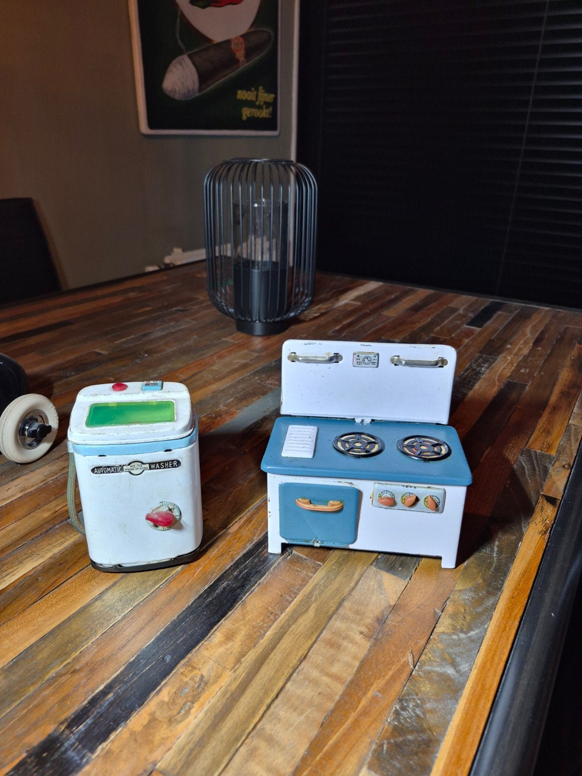 Antiek speelgoed blik wasmachine & keuken  gasfornuis  blik, Ophalen of Verzenden