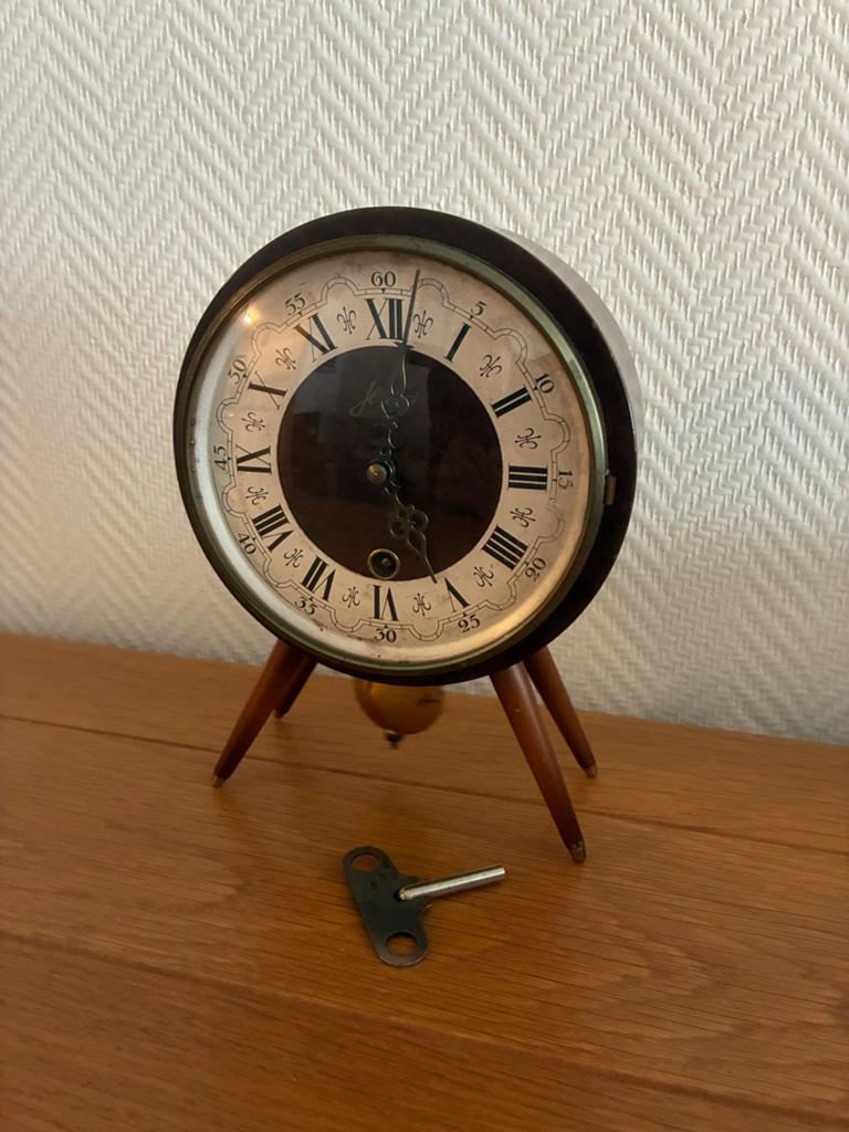 Vintage Haid tafelklok met statiefpoten, Ophalen of Verzenden