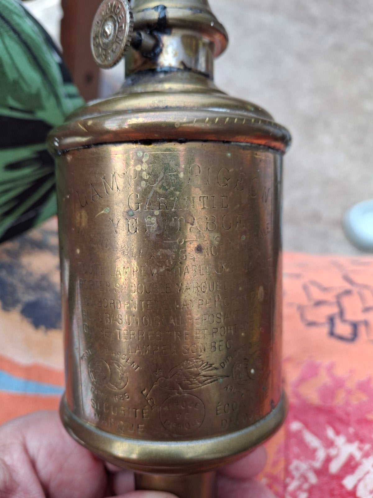 Antieke Messing Olielamp - Lampe Pignon, Ophalen of Verzenden