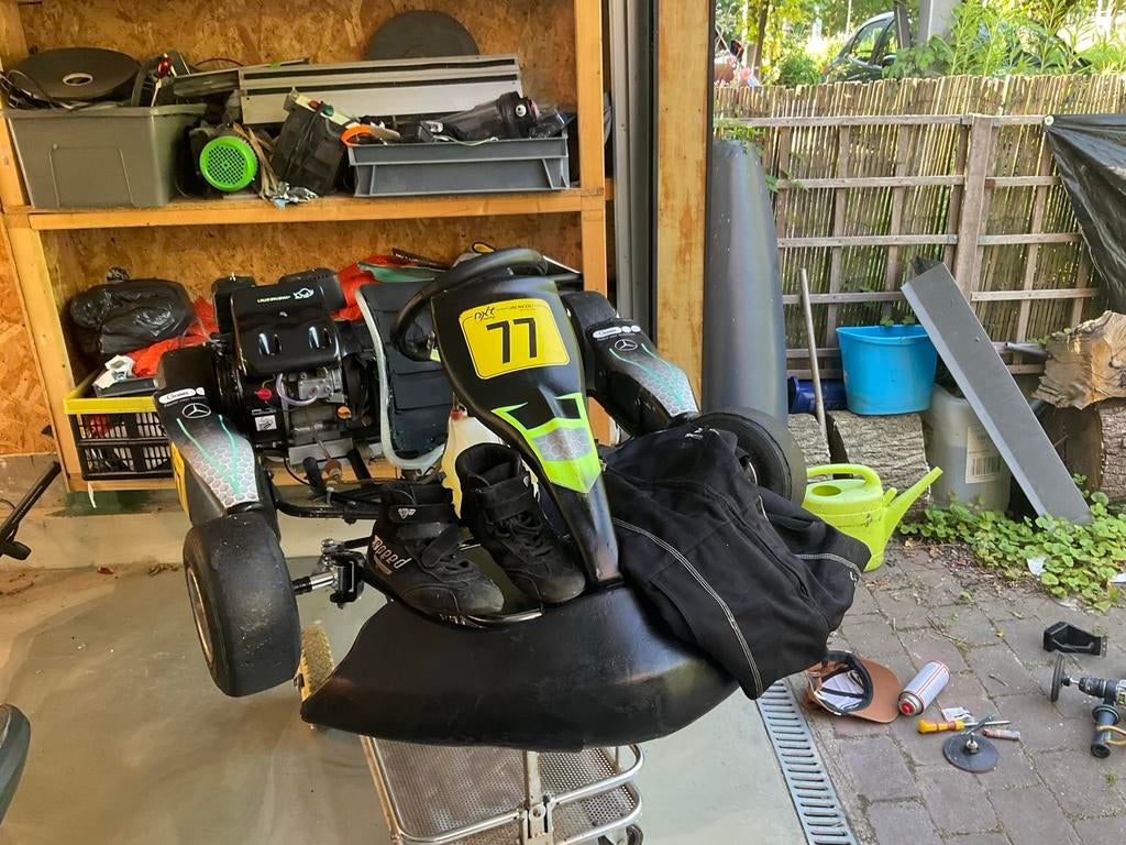 Parolin rocky met mycron 4 en met pak, kar, schoenen, Sport en Fitness, Karting, Ophalen, Gebruikt, Kart