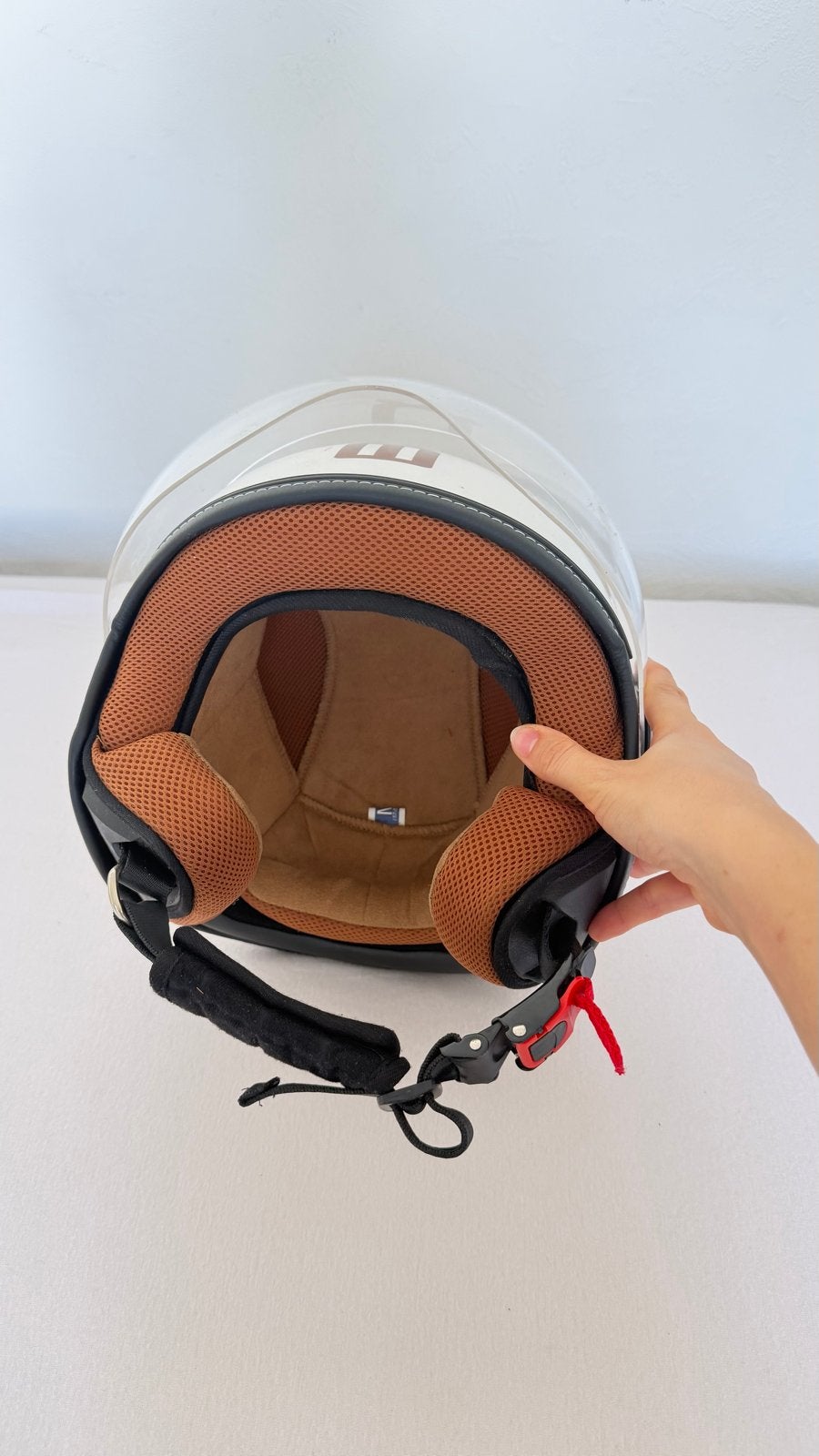 Stijlvolle Boost Helmets Jethelm Wit/Bruin - Maat M, Overige merken, M, Jethelm, Ophalen of Verzenden