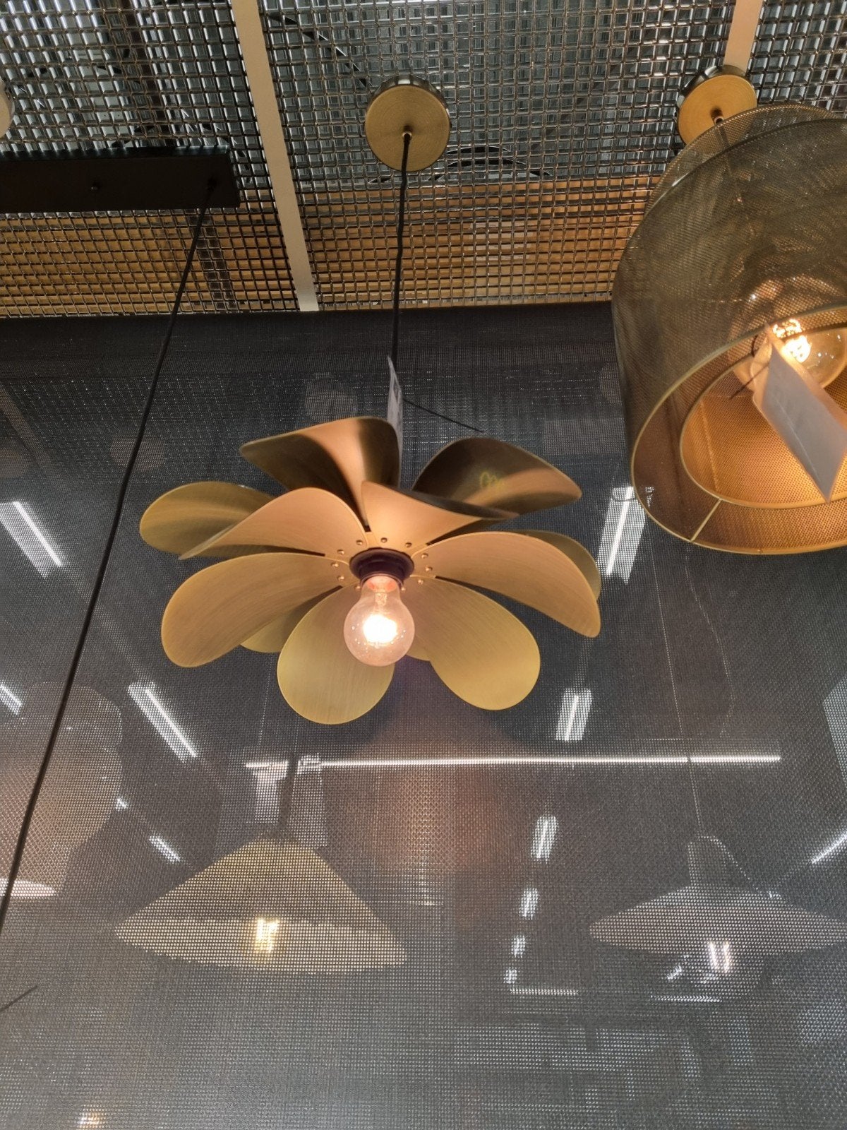 nieuw in doos gouden bloem hanglamp karwei floris metaal, Ophalen, Hanglamp, Nieuw, Overige merken
