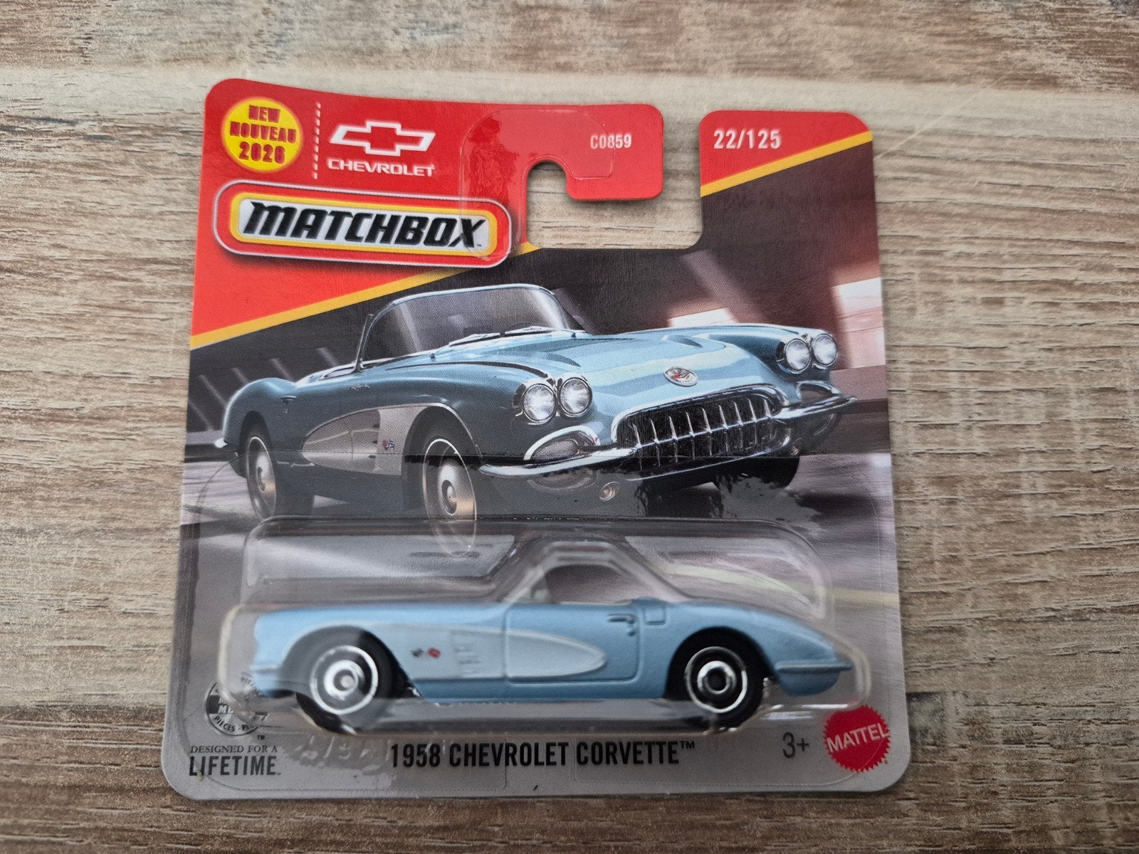 1958 Chevrolet Corvette 1:64 (Matchbox), Ophalen of Verzenden, Nieuw, Auto
