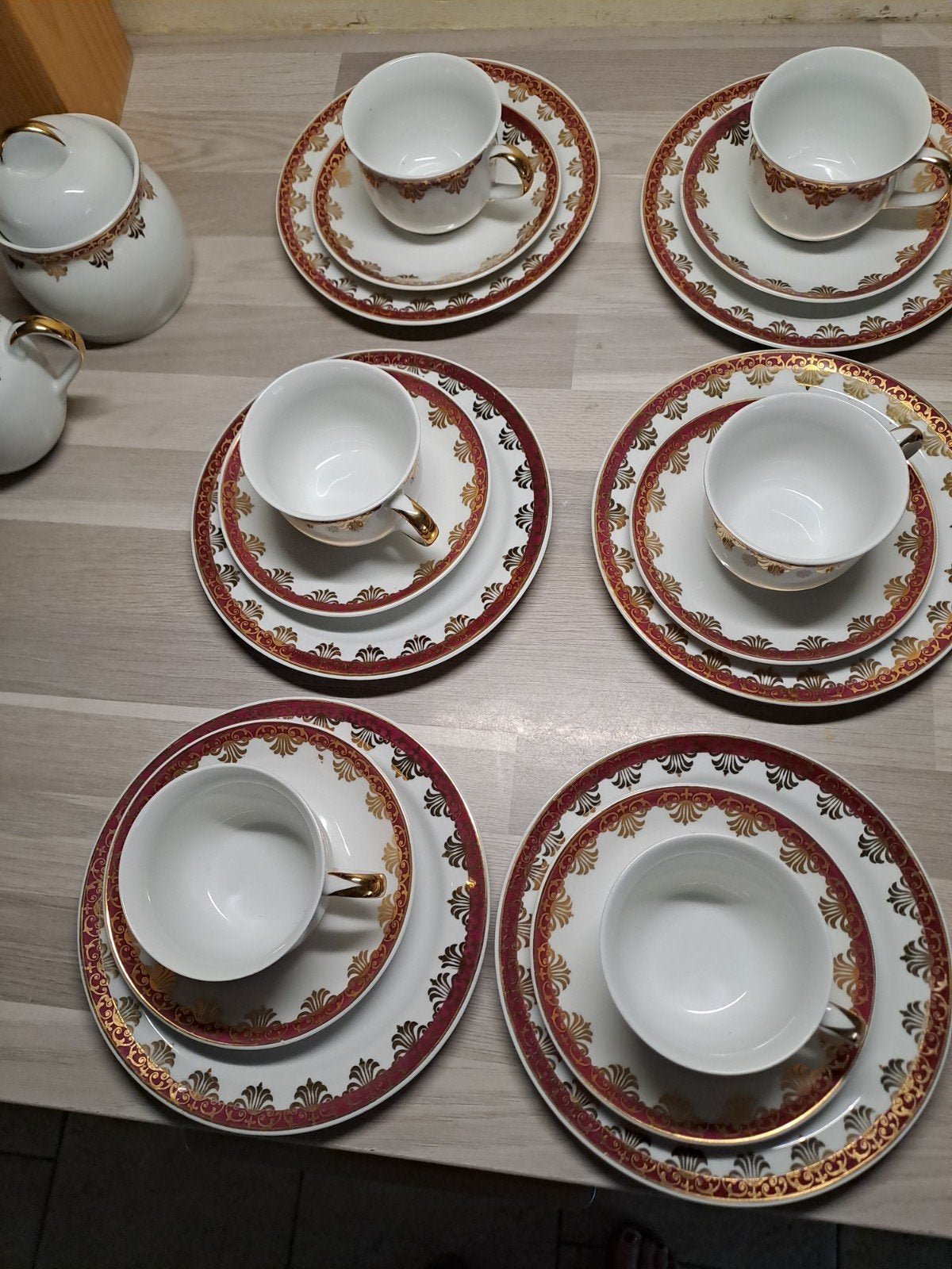 5Vintage Wawel Porseleinen Koffie-/Theeservies - 6 Personen, Antiek en Kunst, Ophalen of Verzenden