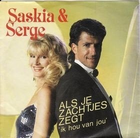 SASKIA & SERGE CD SINGLE ALS JE ZACHTJES ZEGT IK HOU VAN JOU, Cd's en Dvd's, Ophalen of Verzenden, Zo goed als nieuw, Pop