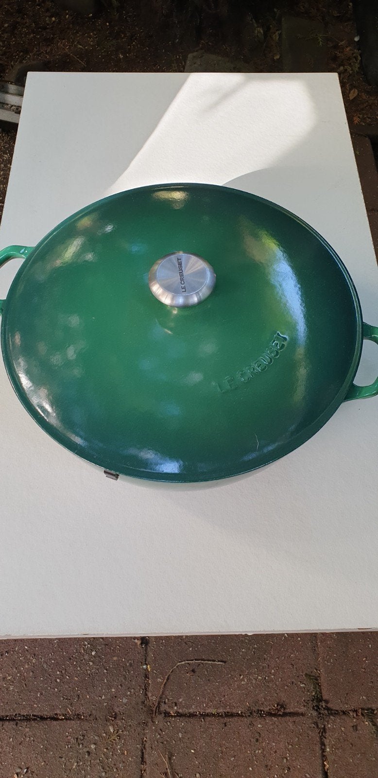 Le Creuset Braadpan Groen - Gietijzeren Kookpan met Deksel, Gebruikt, Met deksel, Le Creuset, Ophalen of Verzenden