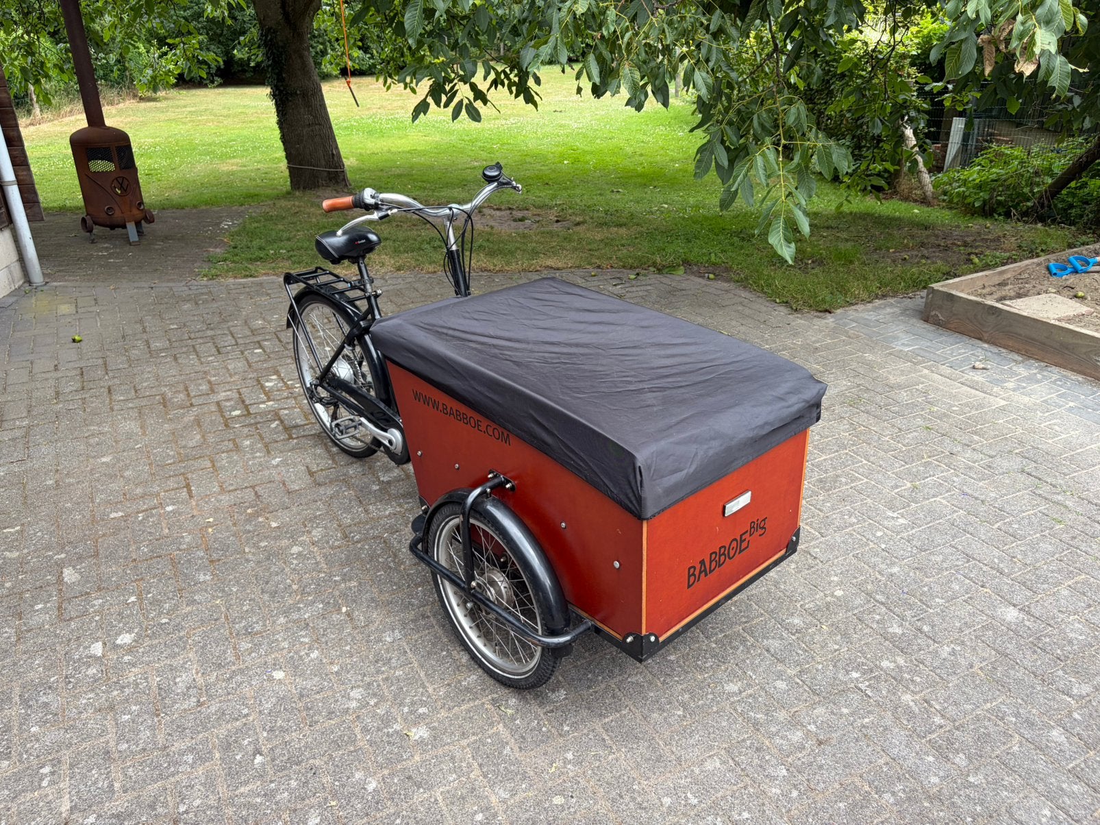 Babboe Big met trapondersteuning en veel accessoires, Fietsen en Brommers, Fietsen | Bakfietsen, 4 kinderen of meer, Huif, Zo goed als nieuw