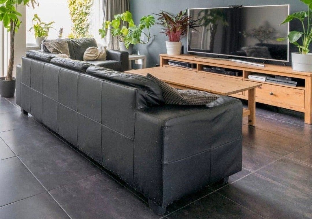 gratis leren ikea bank. 3 en 2 zits, Ophalen, Gebruikt, 75 tot 100 cm, Leer