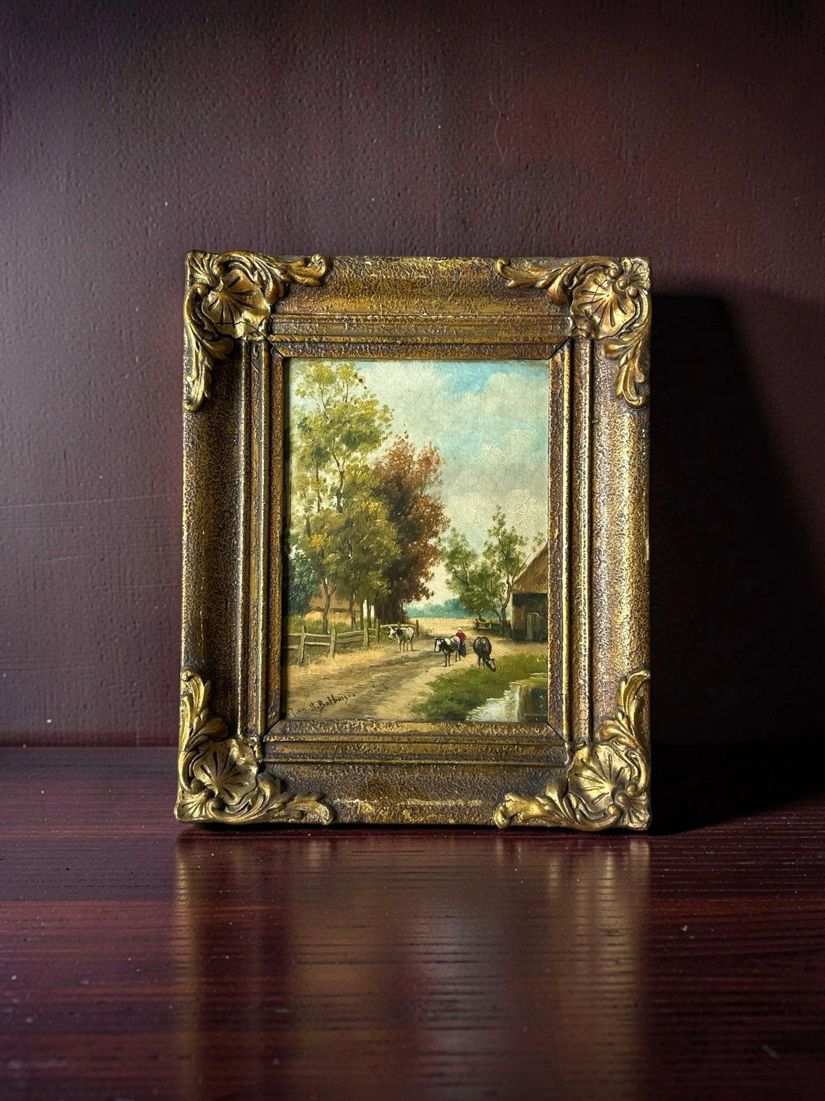 Hollands Polderlandschap - J.v.d.S. Bakhuyzen (Haagse School, Doek, Bijzondere lijst, Impressionistisch, Ophalen of Verzenden