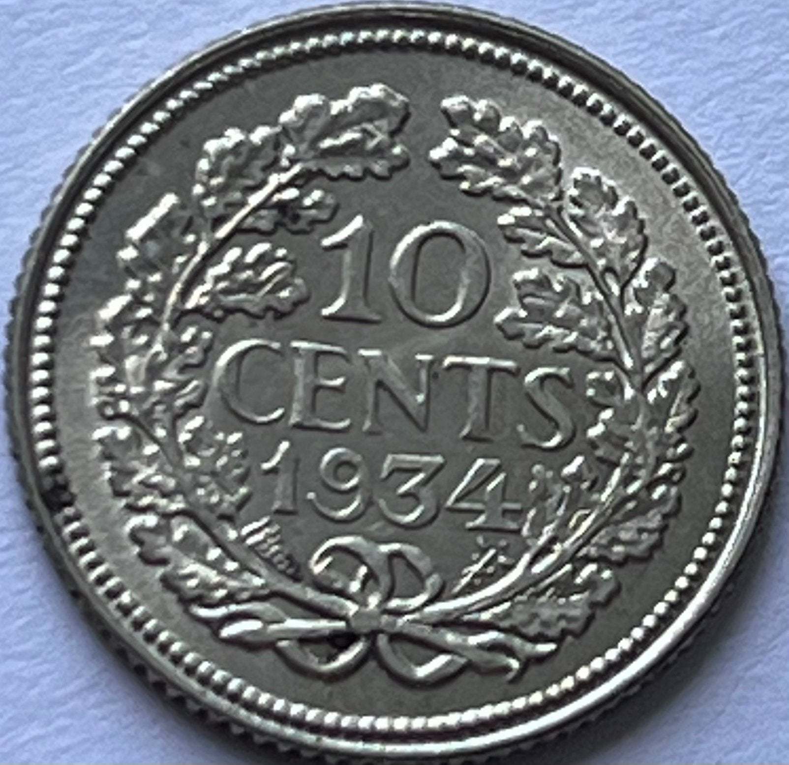 Zilveren dubbeltje 1934 topkwaliteit, Zilver, Ophalen of Verzenden, 10 cent, Koningin Wilhelmina