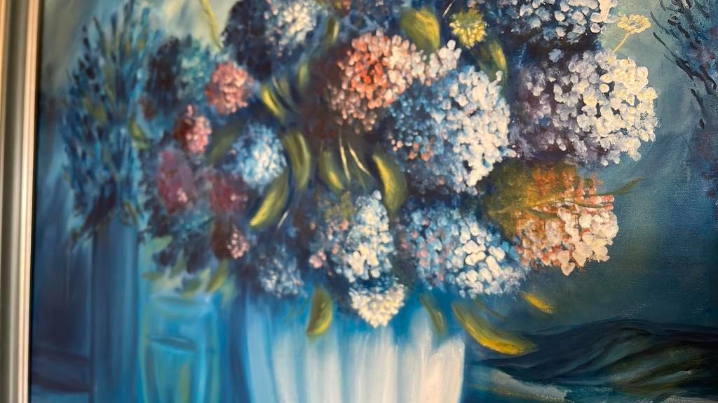 Schilderij Hortensia’s , L Vd Sterren, Ophalen of Verzenden
