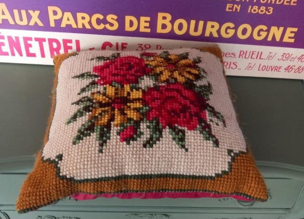 Fraaie vintage wollen sierkussen, Ophalen of Verzenden, Zo goed als nieuw