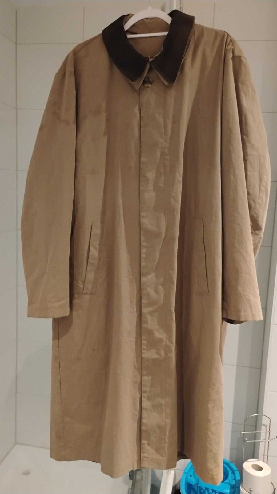Gilberto Heren Trenchcoat - Beige met Bruine Kraag Maat XL, Beige, Overige maten, Ophalen of Verzenden, Zo goed als nieuw