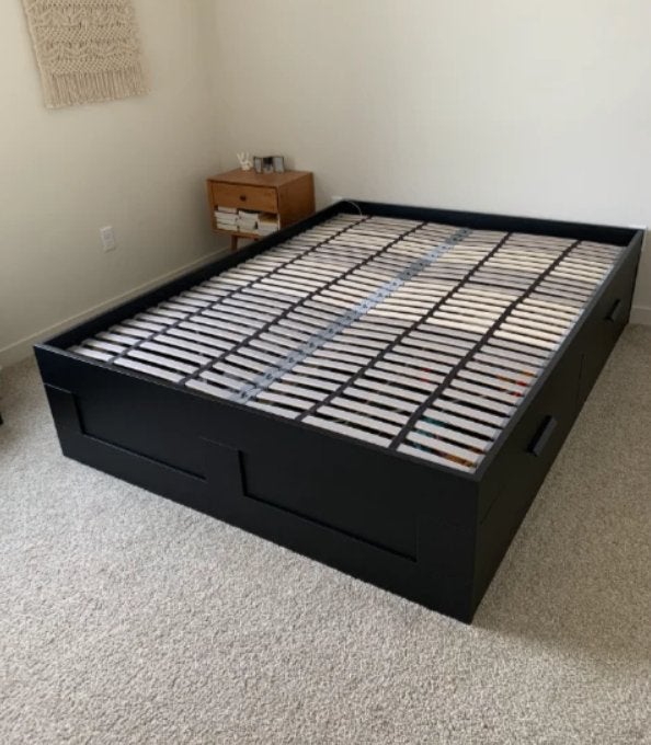 Bed 140x200 ikea brimnes met 4 lades. Monteren/Leveren, Huis en Inrichting, Ikea, Zwart, Www.KasparWinkel.nl, Tweepersoons