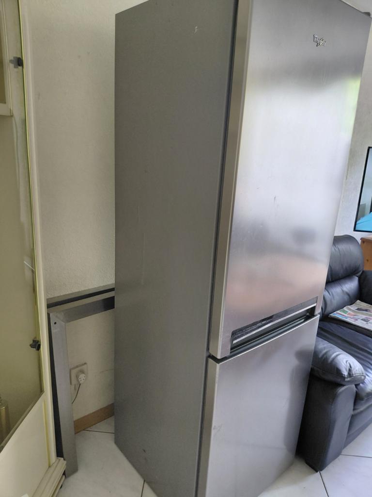 Whirlpool koel-vriescombinatie RVS, Witgoed en Apparatuur, Koelkasten en IJskasten, Gebruikt, 200 liter of meer, 60 cm of meer