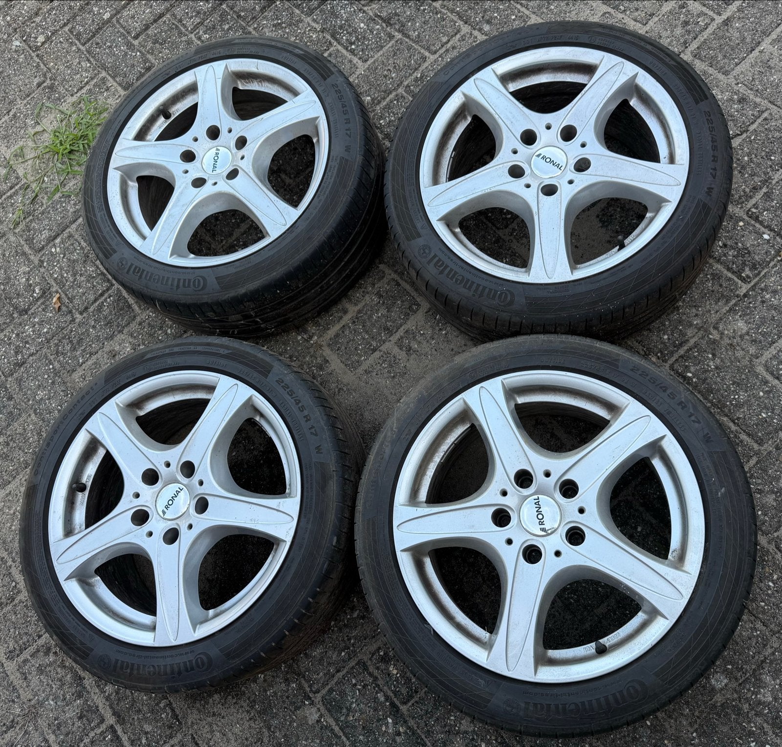 Ronal sportvelgen met gebruikte Conti Sport Contact banden, Ophalen, Gebruikt, Banden en Velgen, 17 inch