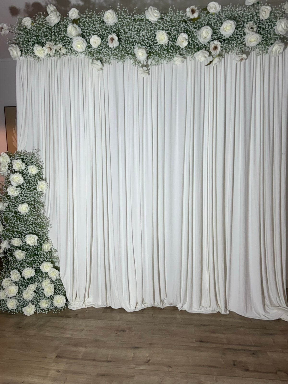 Backdrop metalen frame met witte doeken voor feesten, Ophalen of Verzenden, Zo goed als nieuw, Versiering, Geboorte of Huwelijk