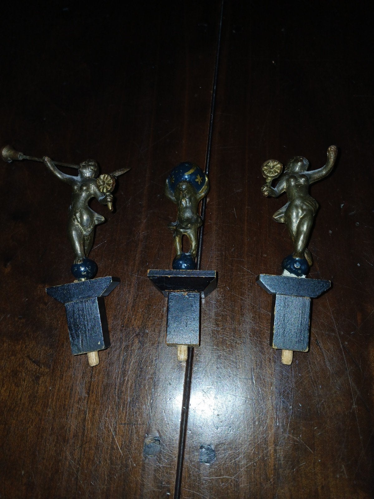 Set van 3 antieke bronzen beeldjes voor Friese klok, Ophalen of Verzenden