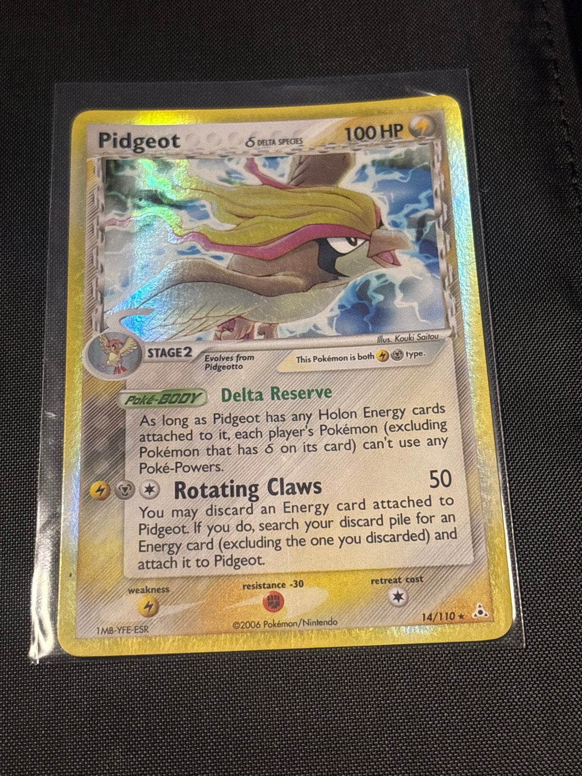 Pidgeot Delta Species Holo Pokémon Kaart (14/110), Ophalen, Zo goed als nieuw, Losse kaart, Foil