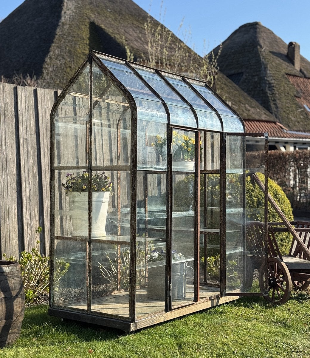 Handgemaakt | Vintage Greenhouse Tuinkas Plantenkas Kweekkas, Tuin en Terras, Kassen, Staal, Kweekkas, Ophalen of Verzenden, Zo goed als nieuw