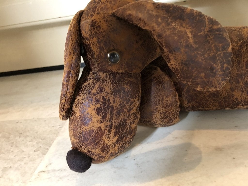 V) tochtstopper in de vorm van een leuke hond, Ophalen of Verzenden, Zo goed als nieuw, Bruin, Textiel