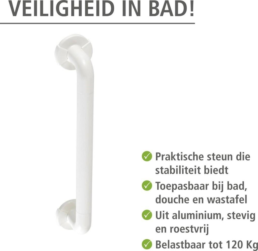 Wandgreep Secura 43cm wit aluminium - Veiligheidsgreep, Ophalen of Verzenden, Zo goed als nieuw, Wit