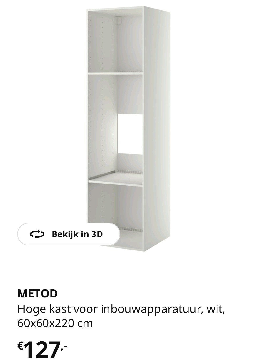 METOD Hoge kast alleen dit weekend nog beschikbaar, Ophalen, 200 cm of meer, Nieuw, 50 tot 100 cm