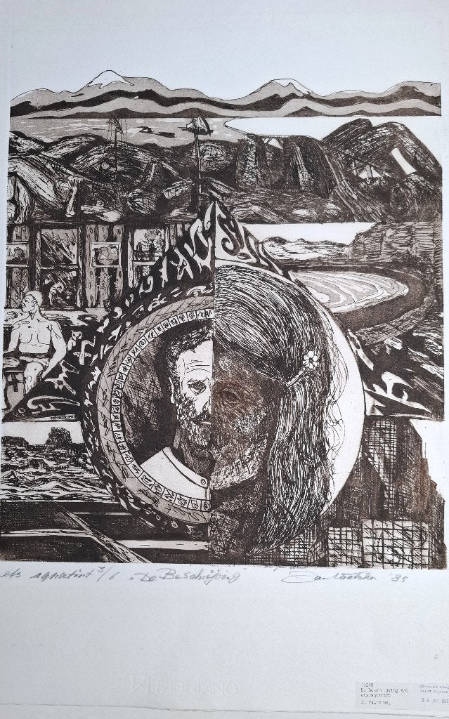 7 sprekende etsen van Jan Vaatstra, Antiek en Kunst, Personages en Fantasiefiguren, Ophalen of Verzenden, Ets, Gelimiteerde oplage