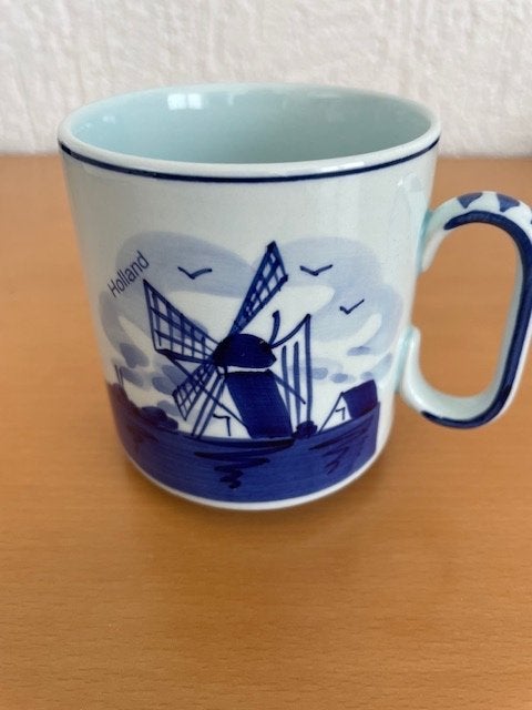 Delfts Blauwe Mok met Molenafbeelding, Ophalen of Verzenden