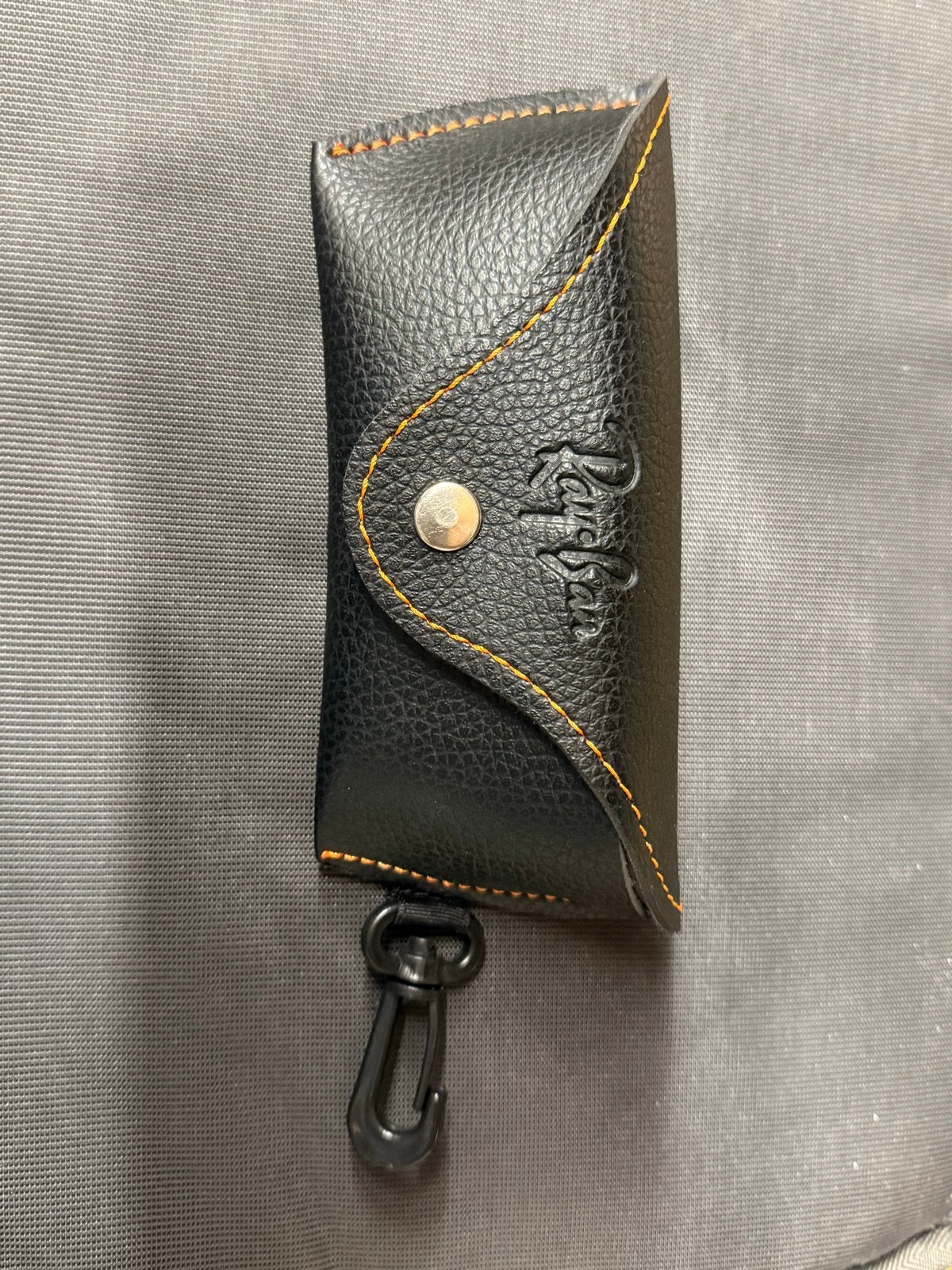 Ray-Ban brillenkoker - Zwart leer met oranje stiksels, Zwart, Ophalen of Verzenden, Zo goed als nieuw, Ray-Ban
