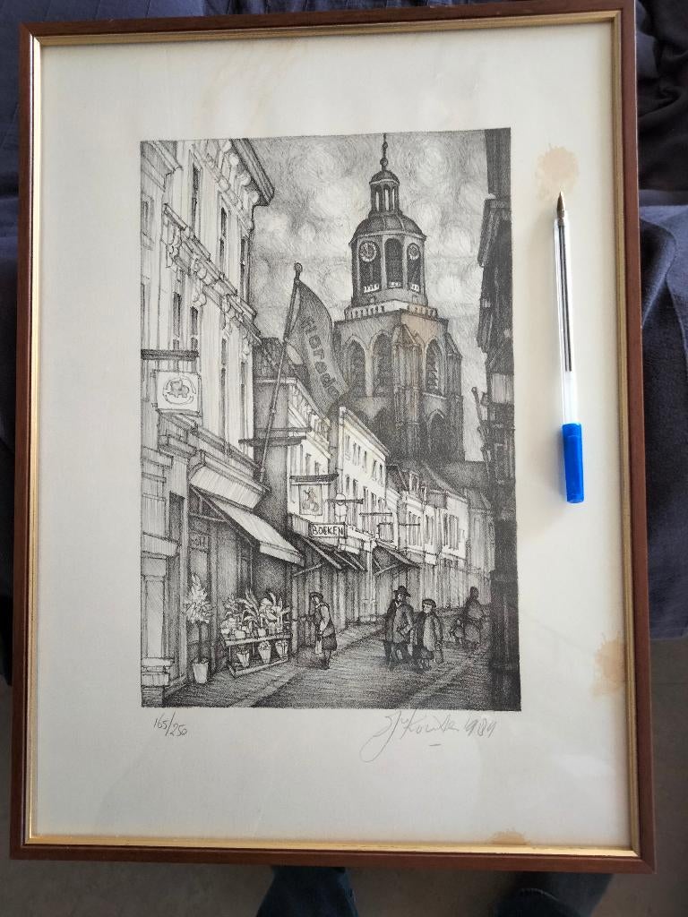 Tekening van de eusebiuskerk in Arnhem., 2000 tot heden, 19 cm, Ophalen of Verzenden, 30 cm