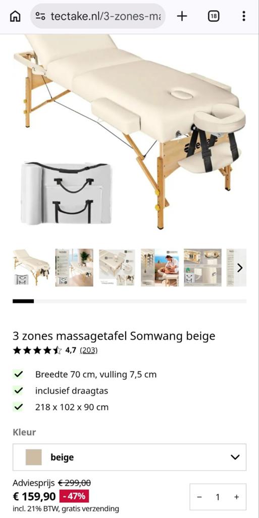 Tectake massagetafel, zo goed als nieuw!, Ophalen of Verzenden, Zo goed als nieuw, Massagetafel