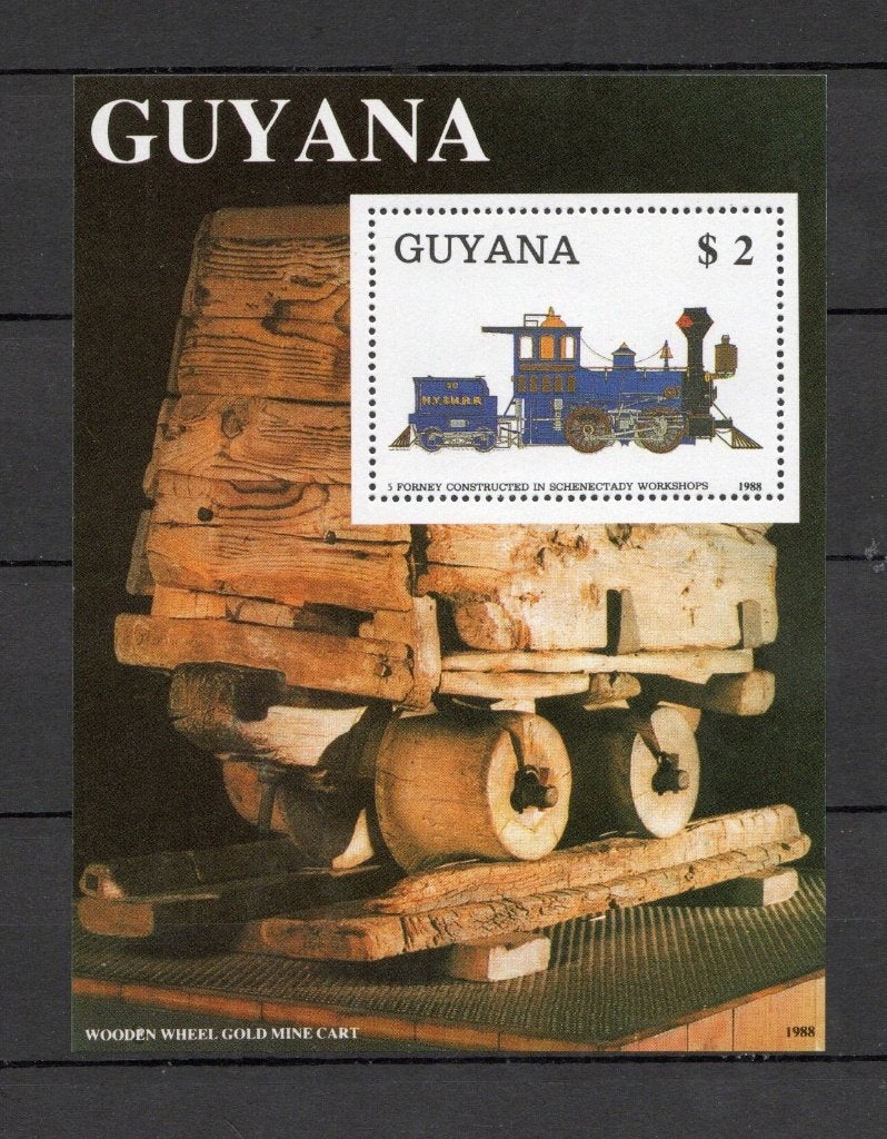 Trein blok Guyana 1988 blok 34, Ophalen of Verzenden, Postfris, Treinen