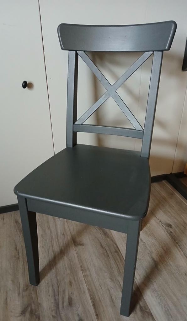 IKEA houten stoel, antraciet geverfd, Huis en Inrichting, Stoelen, Ophalen, Gebruikt, Hout, Eén