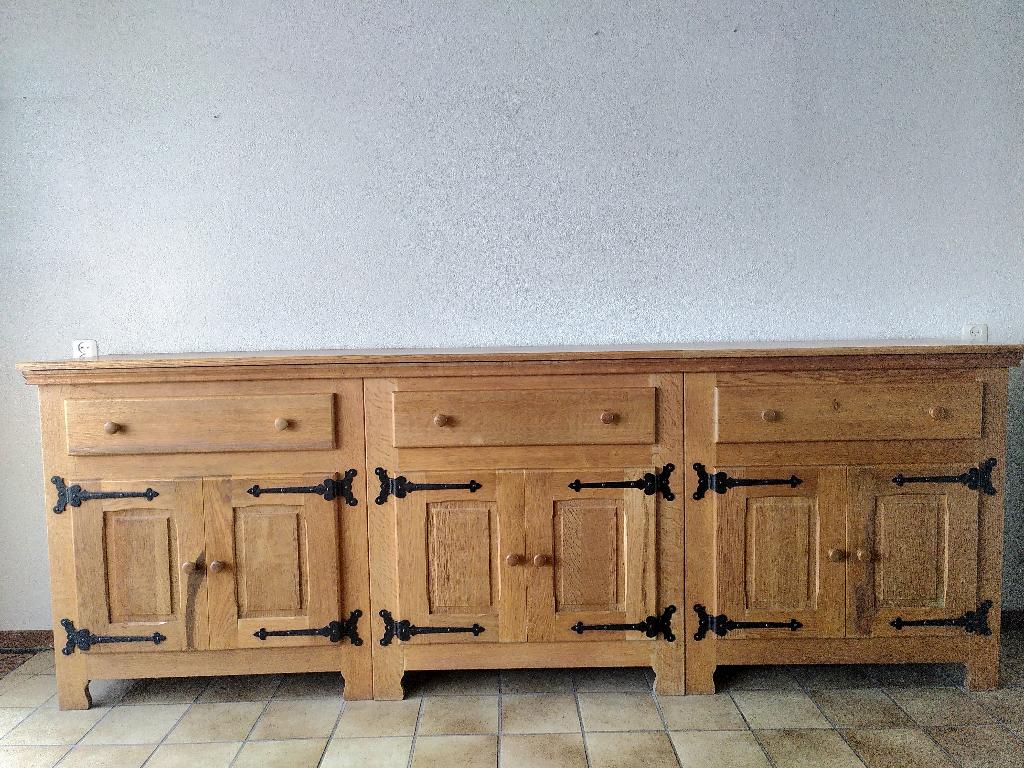 Dressoir massief eiken, Ophalen, Gebruikt, Met deur(en), 150 tot 200 cm