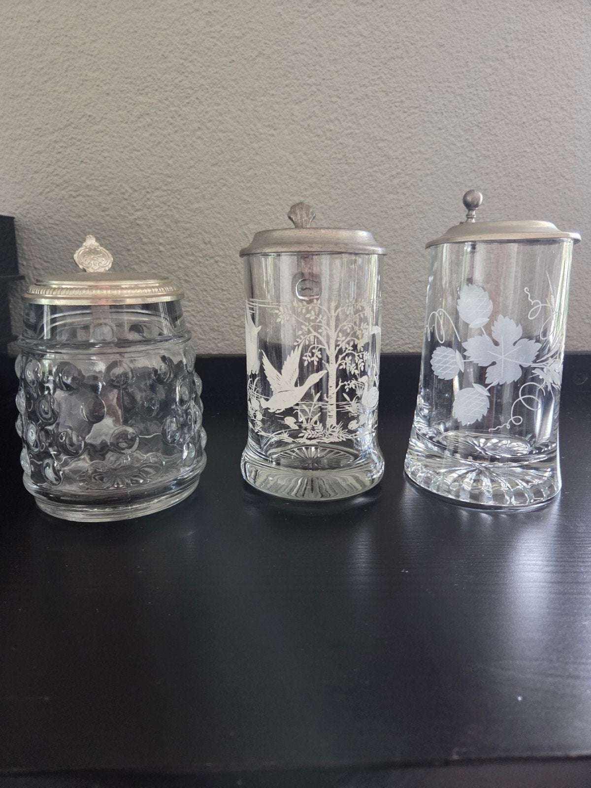 Set van 3 Vintage Glazen Bierpullen met Metalen Deksel, Antiek en Kunst, Ophalen of Verzenden