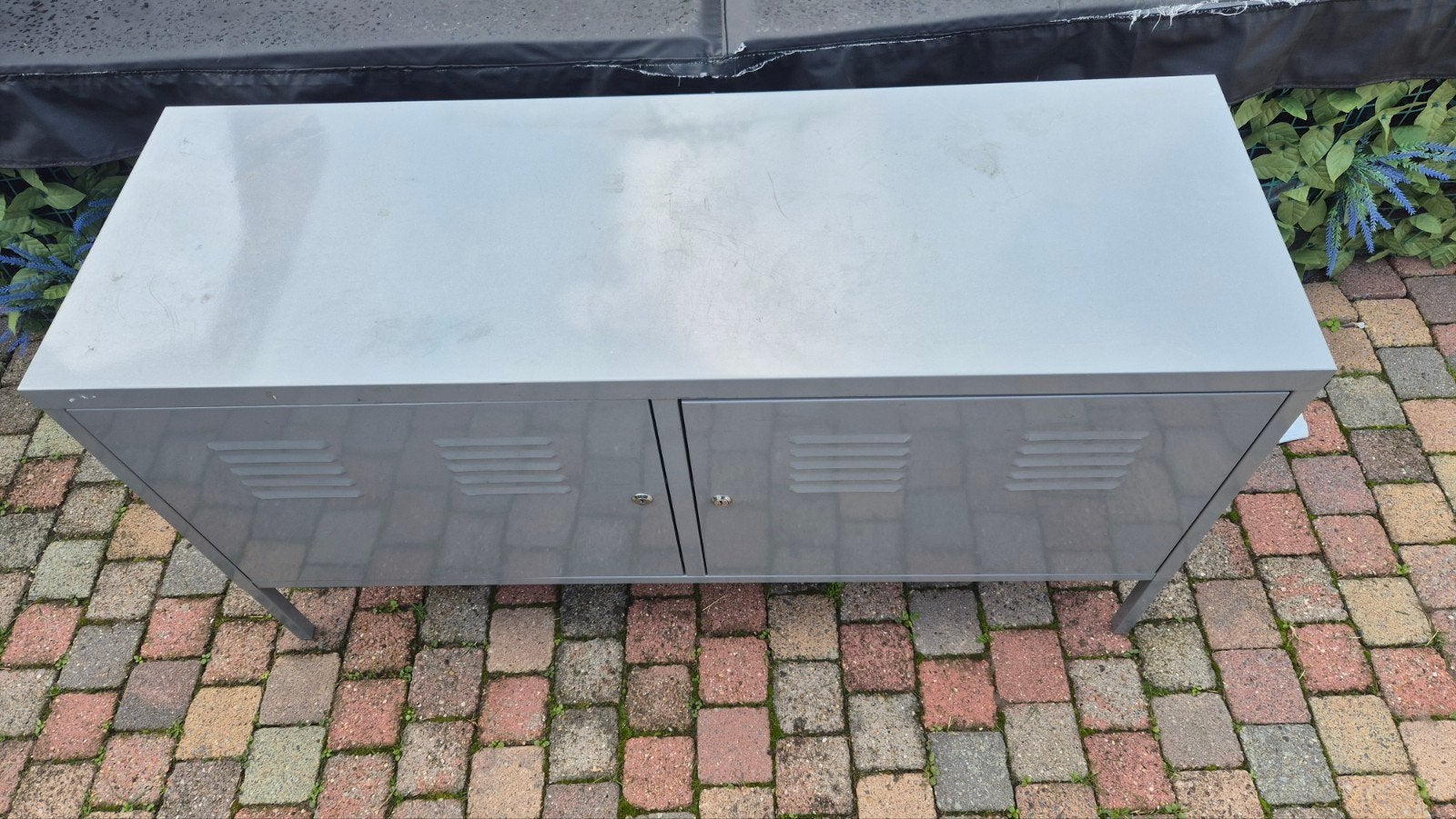 Metalen kast met 2 deuren en een slot - Grijs (L118 B40 H63), Ophalen, Gebruikt, Industrieel