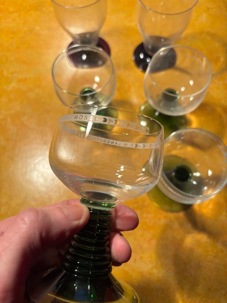 Set moezel glazen, Verzamelen, Glas en Borrelglaasjes, Ophalen, Zo goed als nieuw, Overige typen