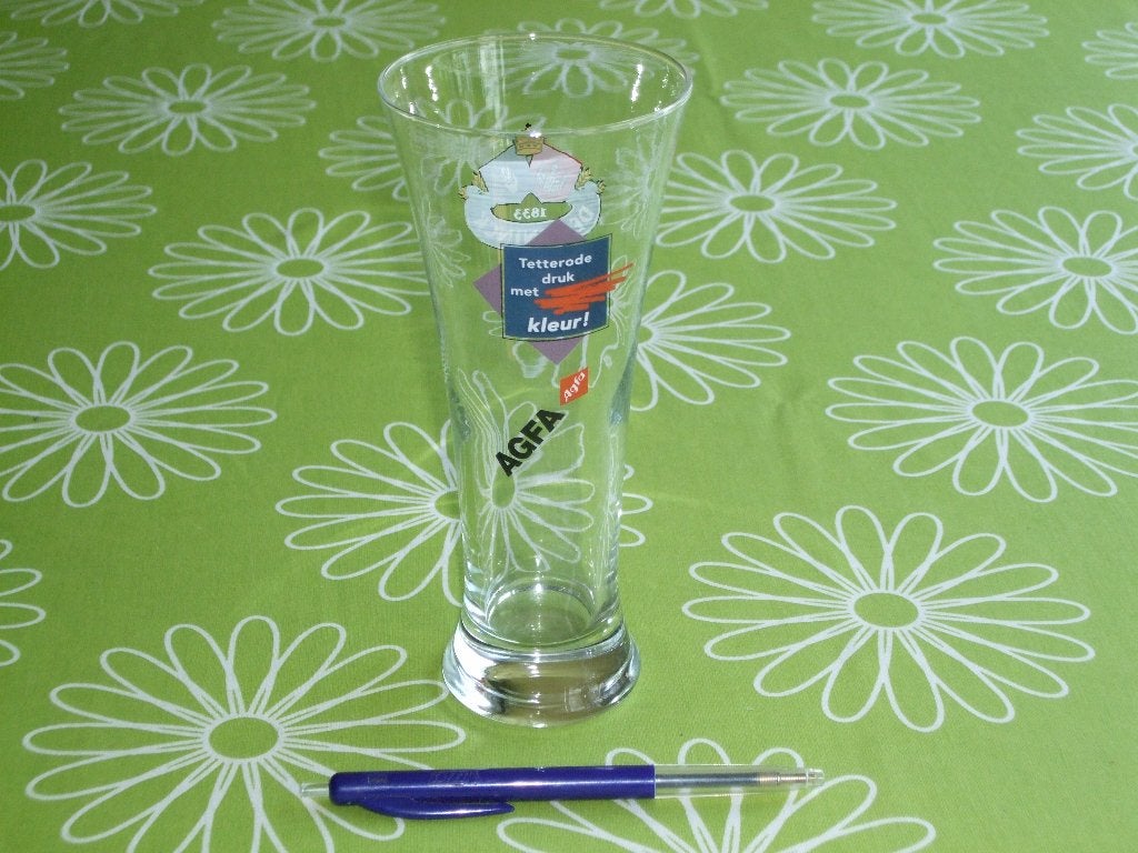 De Koninck - Agfa bierglas - Tetterode druk met kleur, Verzamelen, Ophalen of Verzenden, Zo goed als nieuw